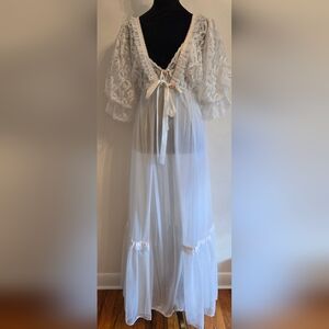 Vintage Tosca Lingerie Bridal White Peignoir Nightgown Robe Boudoir Large